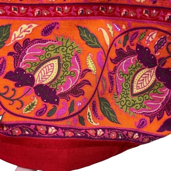 Coldwater Creek Linen Blend Fully Lined Red Floral Jacket Sz L - Picture 4 of 8